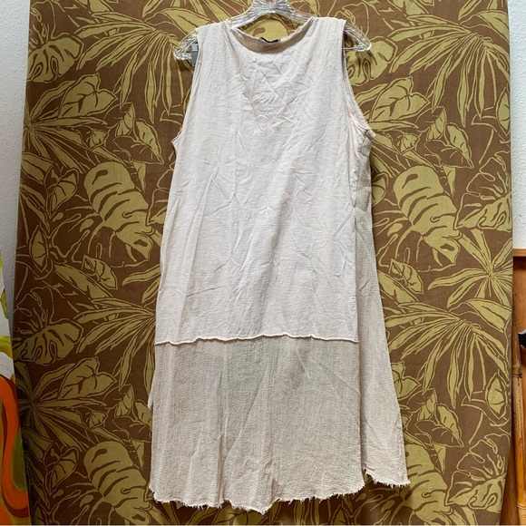 Belle France Boho Beige Sleeveless Mesh Vest and Tank Set Cardigan Duster - Picture 2 of 7